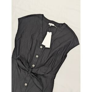 NWT Calvin Klein Black Button up Linen Blend Casual Dress Womens 8